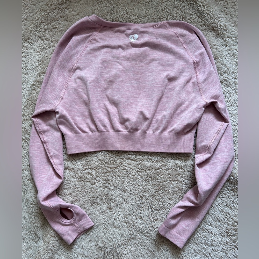 NWT Women’s Best Move Seamless Long Sleeve Crop Top Light Pink Large - Picture 5 of 5